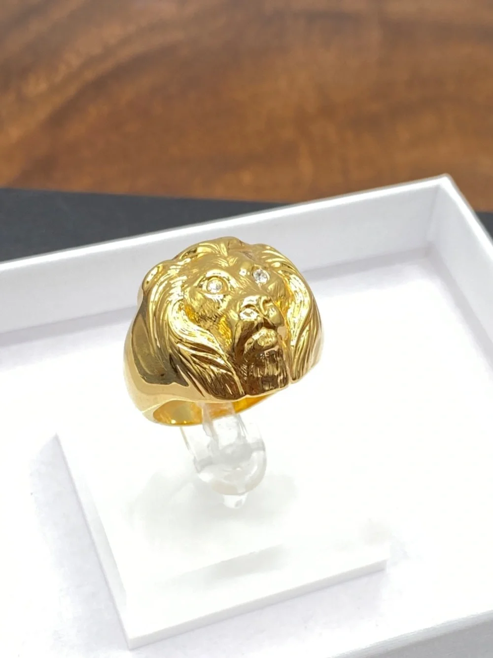 Vintage Gold Plated Lion Head Statement Unmarked Thick Unisex Ring Heavy Chunky
